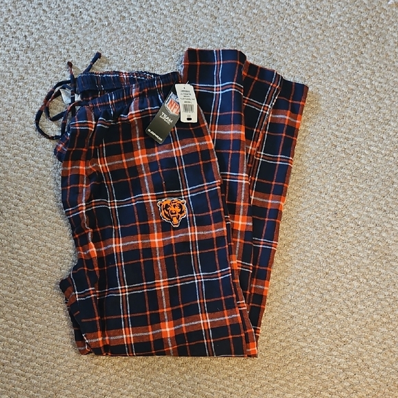 NFL PLaid Pajama Bottoms - Navy and Orange - Picture 1 of 4